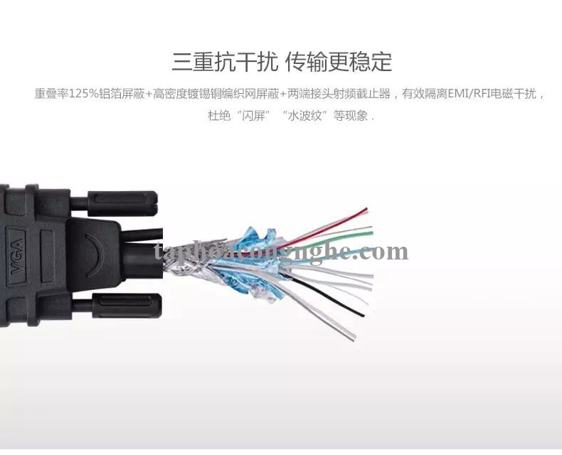 Ugreen 11628 5M màu Đen Cáp tín hiệu VGA hỗ trợ Audio 3.5mm VG102 30011628